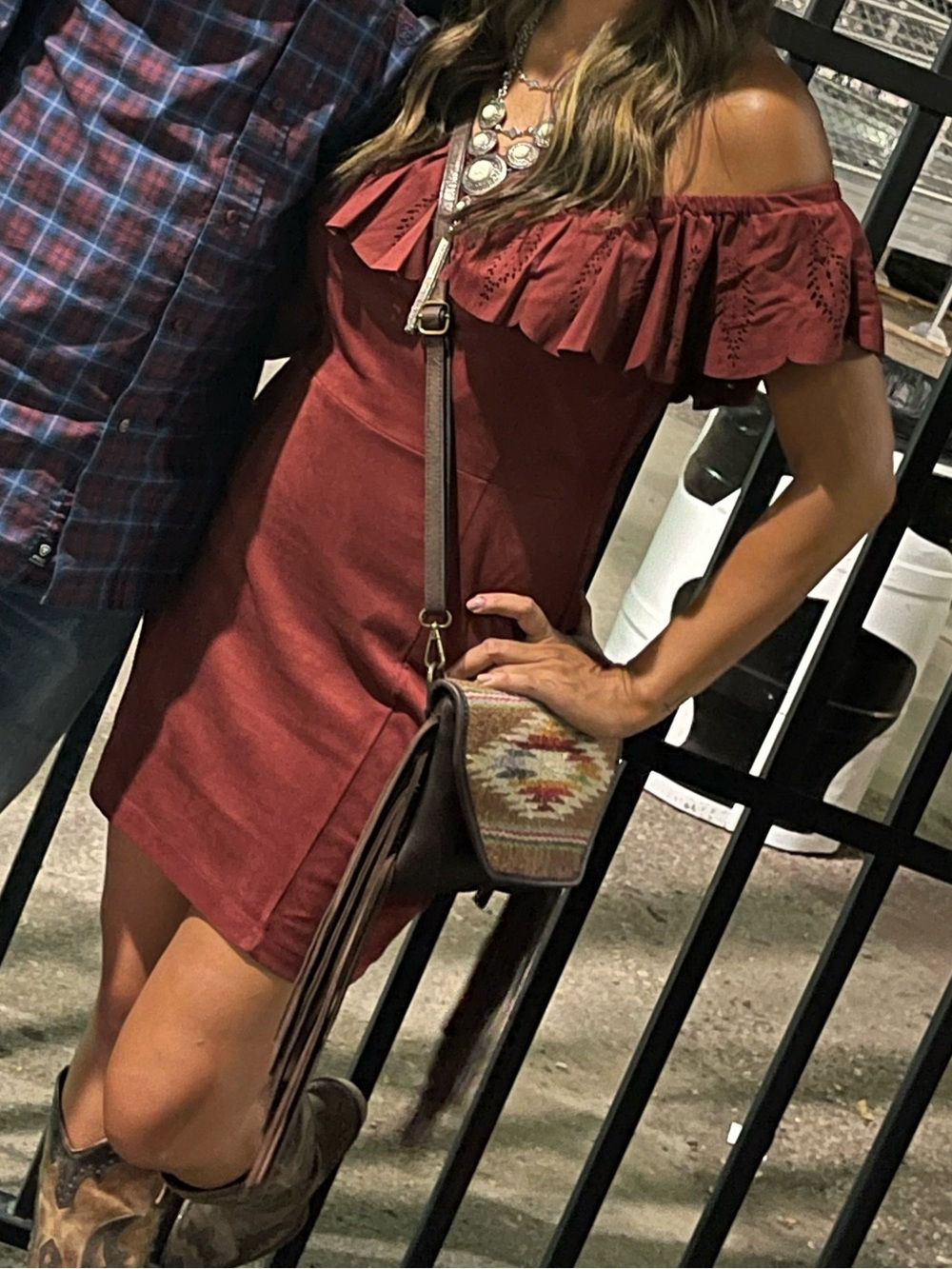 Shyanne Rust Red Off-Shoulder Ruffle Dress - Picture 5 of 5